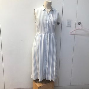 Steven Alan Eloise Dress Silk Dust Blue Stripe